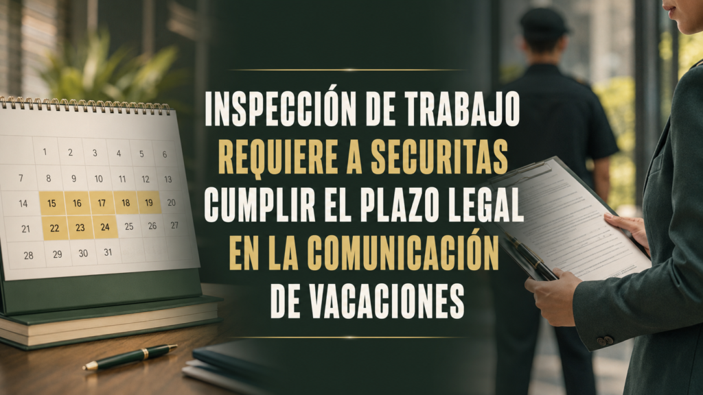 La Inspección de Trabajo requiere a Securitas cumplir el plazo legal en la comunicación de vacaciones